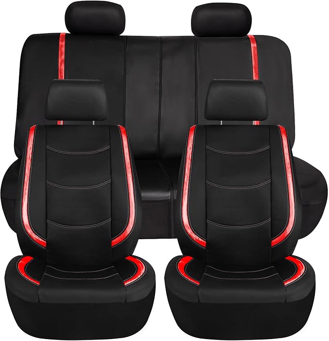 Universal Faux Leather Seat Covers — Full Set — Red