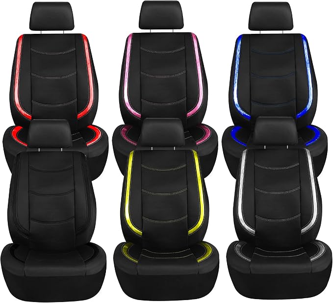 Universal Faux Leather Seat Covers — Full Set — White
