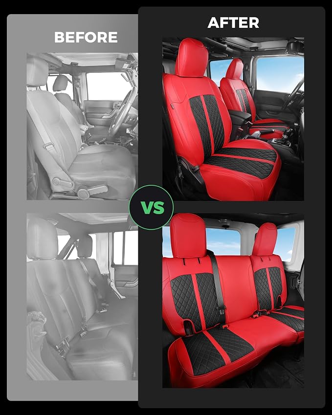 Seat Covers for Jeep Wrangler — Full Set — Red / Black