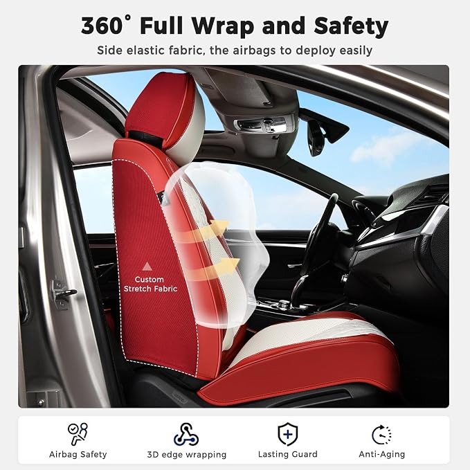 Universal Seat Covers — Full Set — Red / White