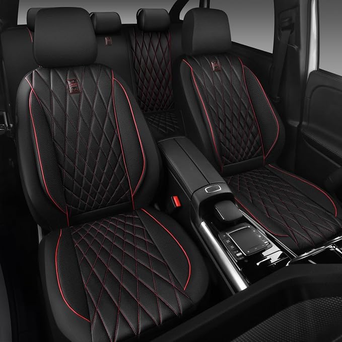 Universal Seat Covers — Full Set — Black / Red