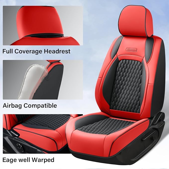 Faux Leather Seat Covers for Chevrolet Silverado / GMC Sierra — Full Set — Red