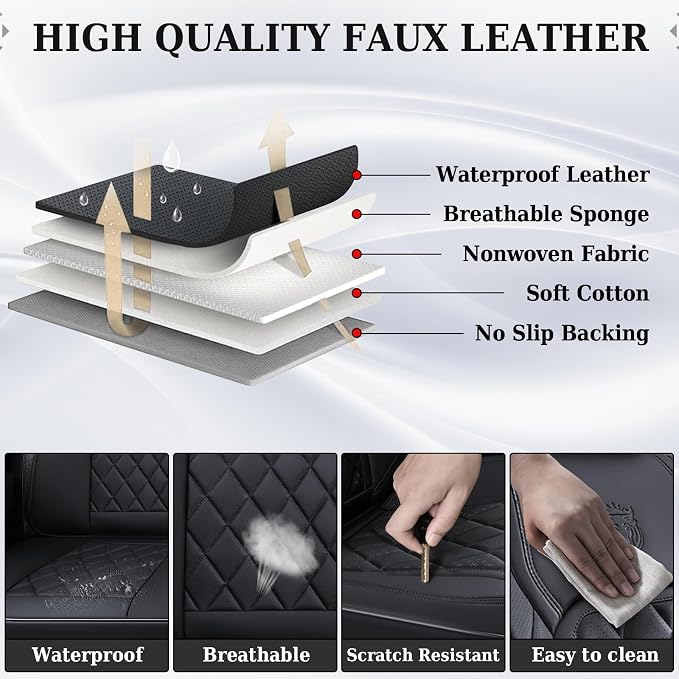 Universal Faux Leather Seat Covers — Front Seat — Black