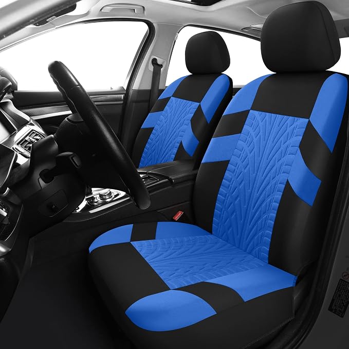 Universal Fabric Seat Covers — Full Set — Black / Blue