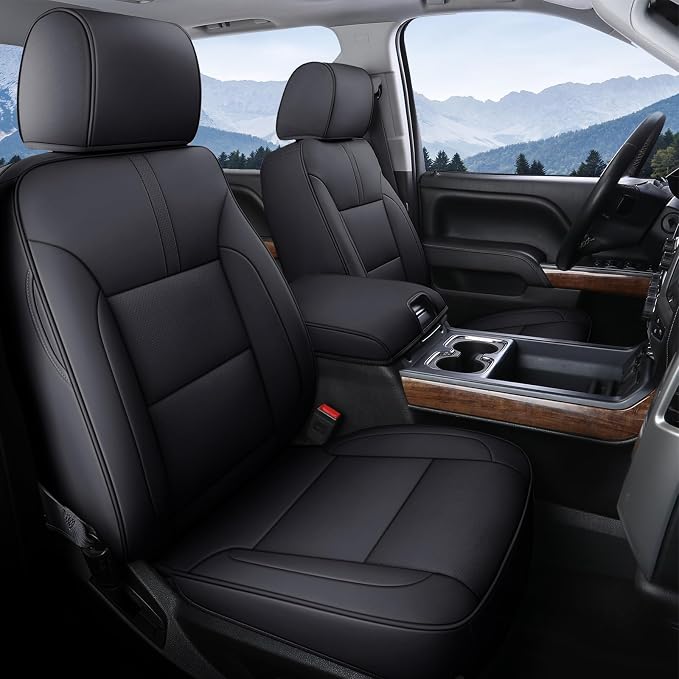 Faux Leather Seat Covers for Chevrolet Silverado / GMC Sierra — Full Set — Black