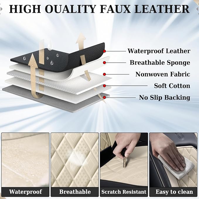 Universal Faux Leather Seat Covers — Front Seat — Black / White