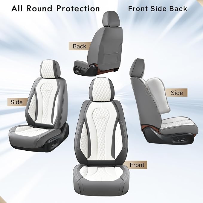Universal Faux Leather Seat Covers — Front Seat — White