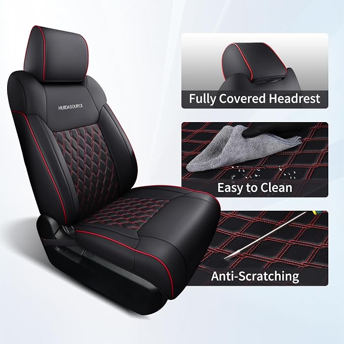 Seat Covers for Multiple Vehicles — Full Set — Black / Red