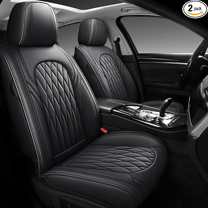 Universal Faux Leather Seat Covers — Full Set — Black