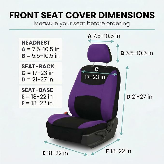 Universal Fabric Seat Covers — Front Seat — Purple