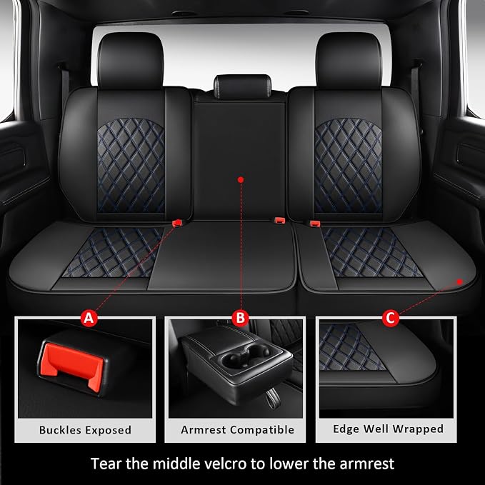 Seat Covers for Multiple Vehicles — Full Set — Black / Blue
