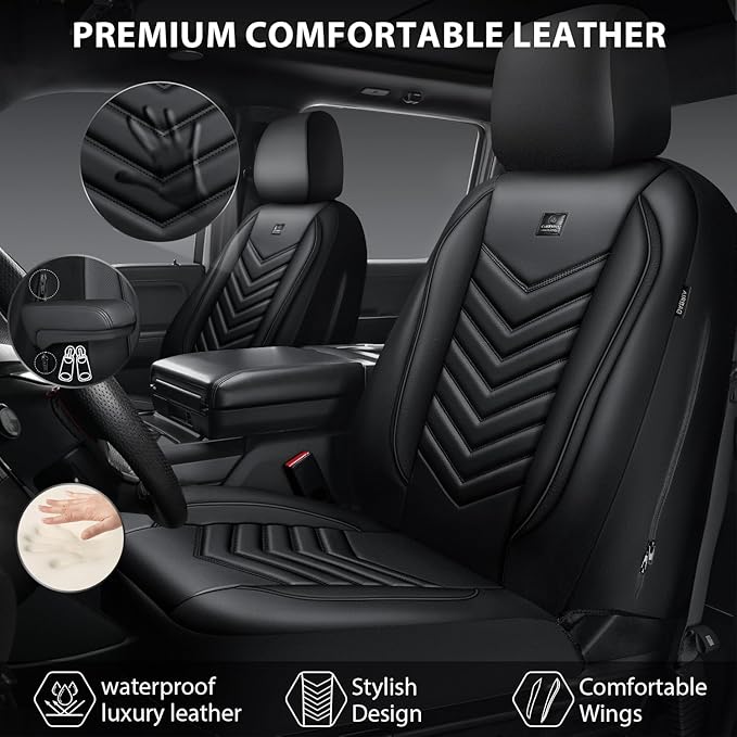 Universal Faux Leather Seat Covers — Full Set — Black