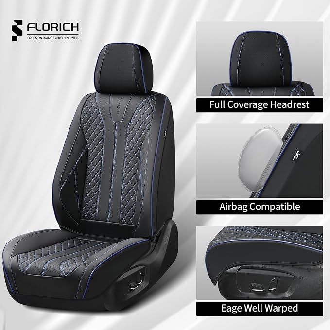 Universal Seat Covers — Front Seat — Black / Blue