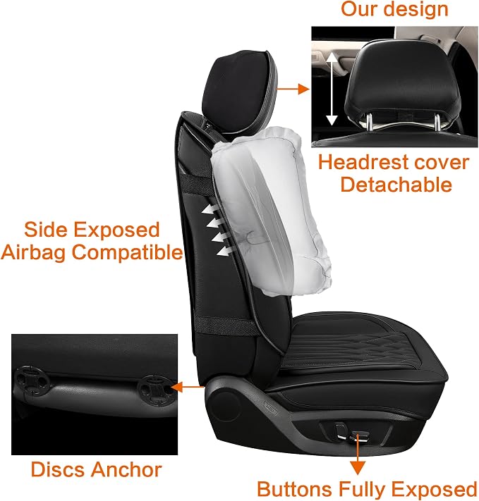 Universal Faux Leather Seat Covers — Full Set — Black