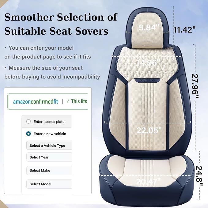 Universal Seat Covers — Front Seat — Blue / White