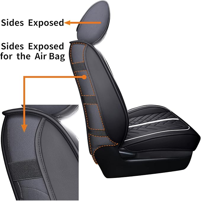 Faux Leather Seat Covers for Toyota Tacoma — Full Set — Black / White