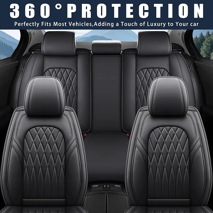 Universal Faux Leather Seat Covers — Full Set — Black