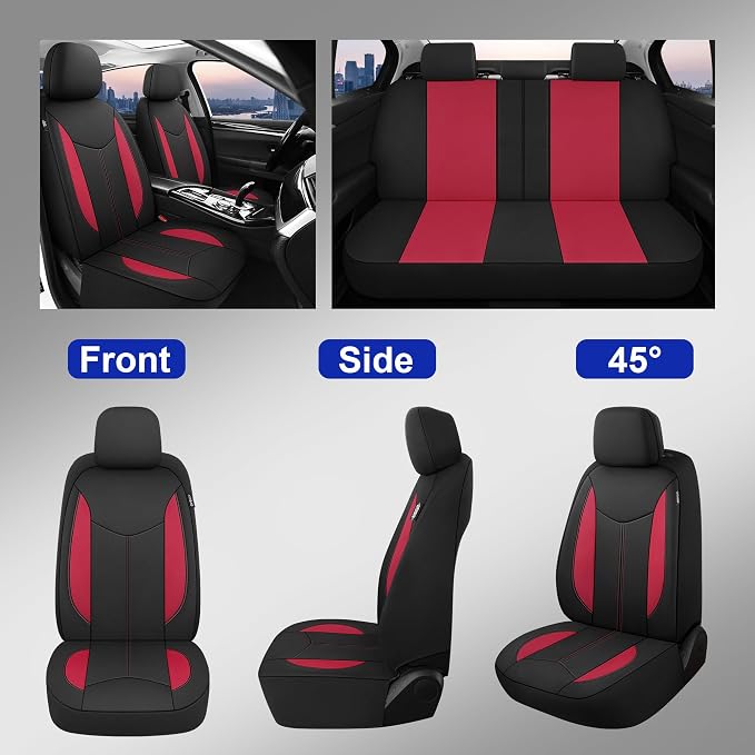 Universal Neoprene Seat Covers — Black / Red