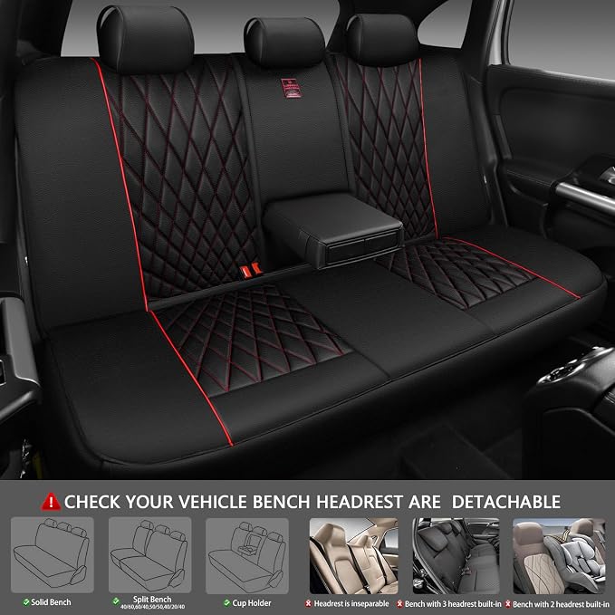 Universal Seat Covers — Full Set — Black / Red