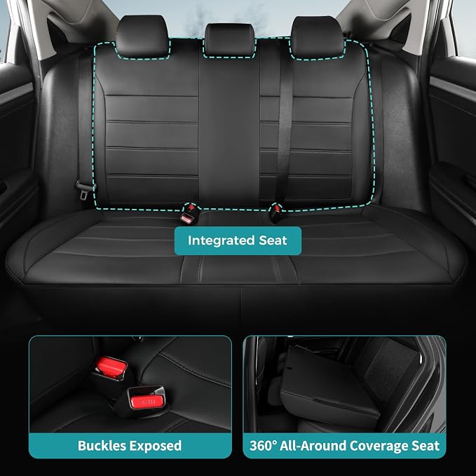 Faux Leather Seat Covers for Honda Civic — Full Set — Black