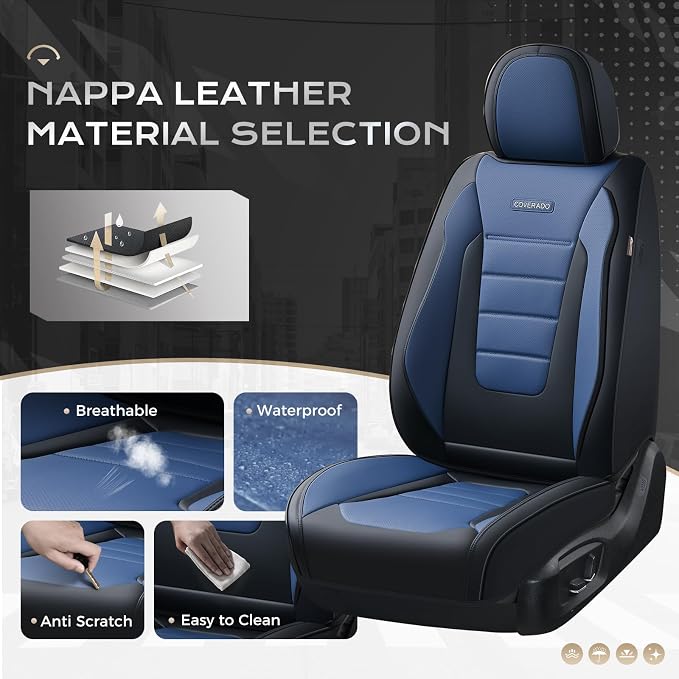 Universal Seat Covers — Full Set — Black / Blue