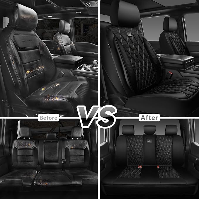 Universal Faux Leather Seat Covers — Full Set — Black