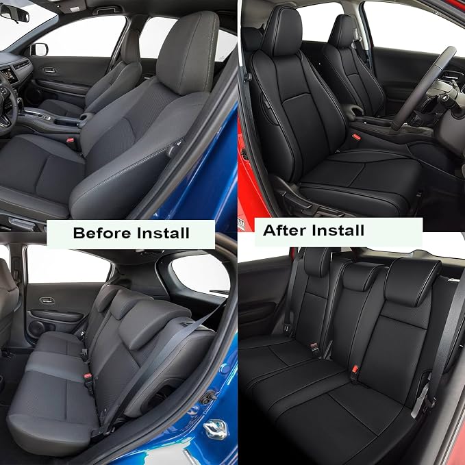 Faux Leather Seat Covers for Honda HR-V — Full Set — Black