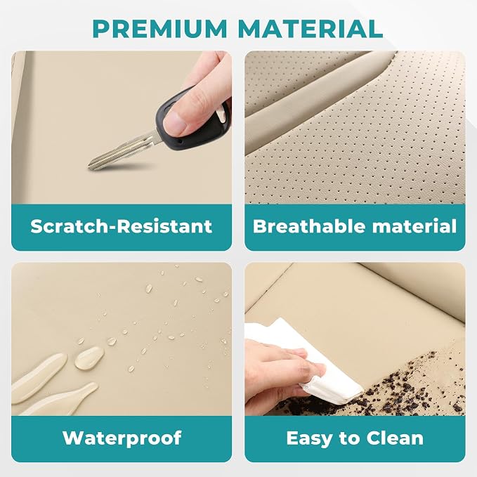 Universal Faux Leather Seat Covers — Beige