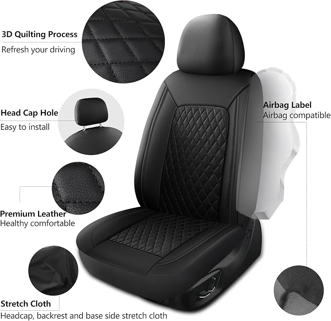 Universal Faux Leather Seat Covers — Front Seat