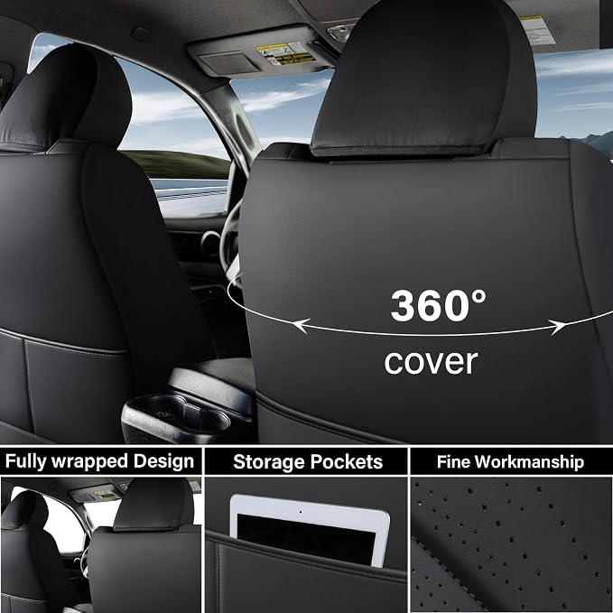 Faux Leather Seat Covers for Toyota Tacoma — Full Set — Black