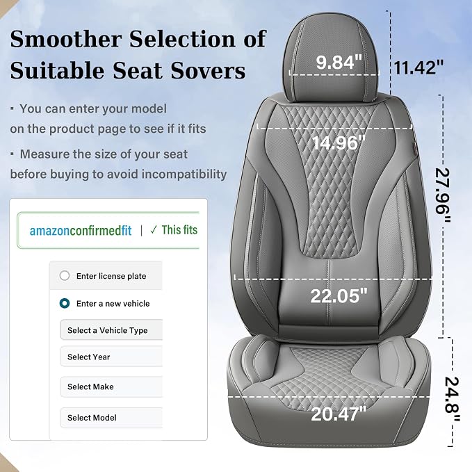Universal Seat Covers — Front Seat — Gray