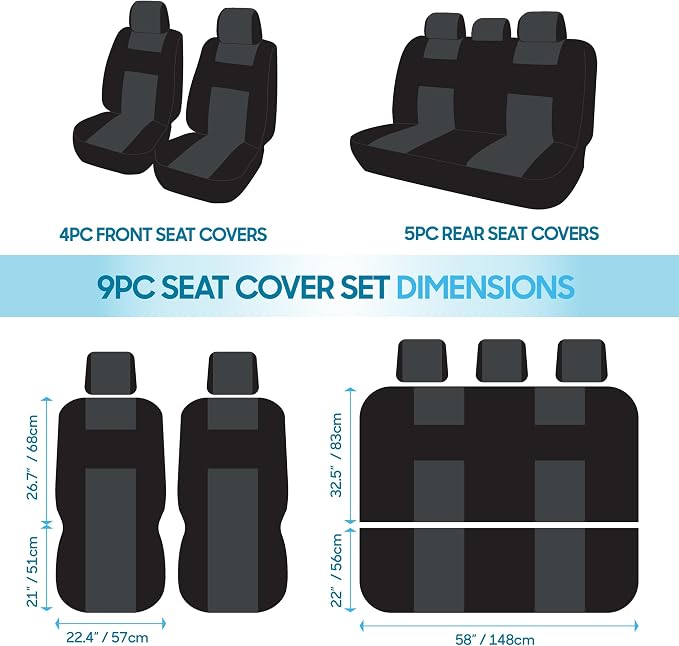 Car Seat Covers — Full Set — Black
