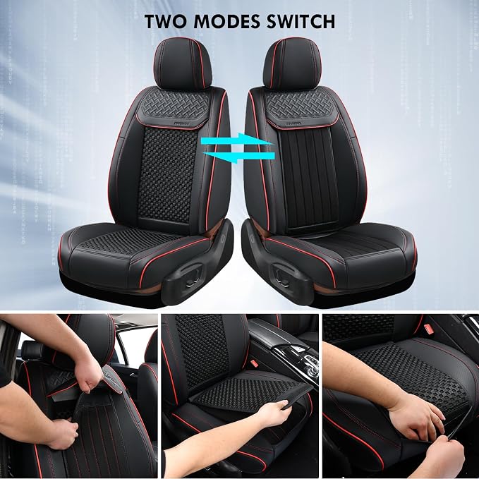 Universal Seat Covers — Full Set — Black / Red