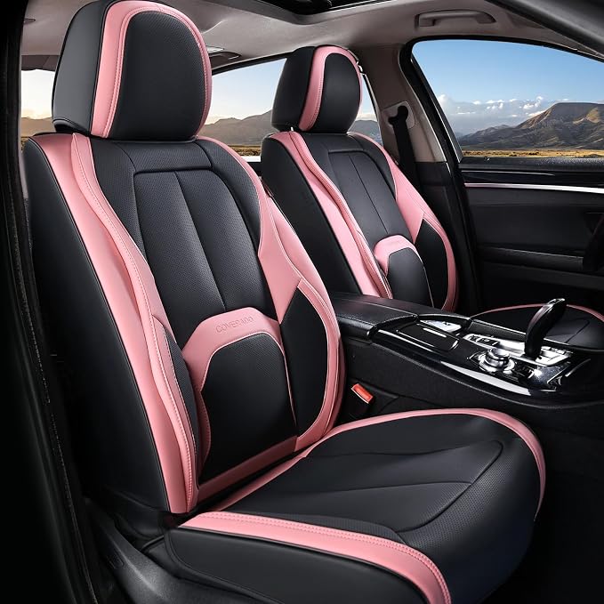 Universal Seat Covers — Front Seat — Black / Pink
