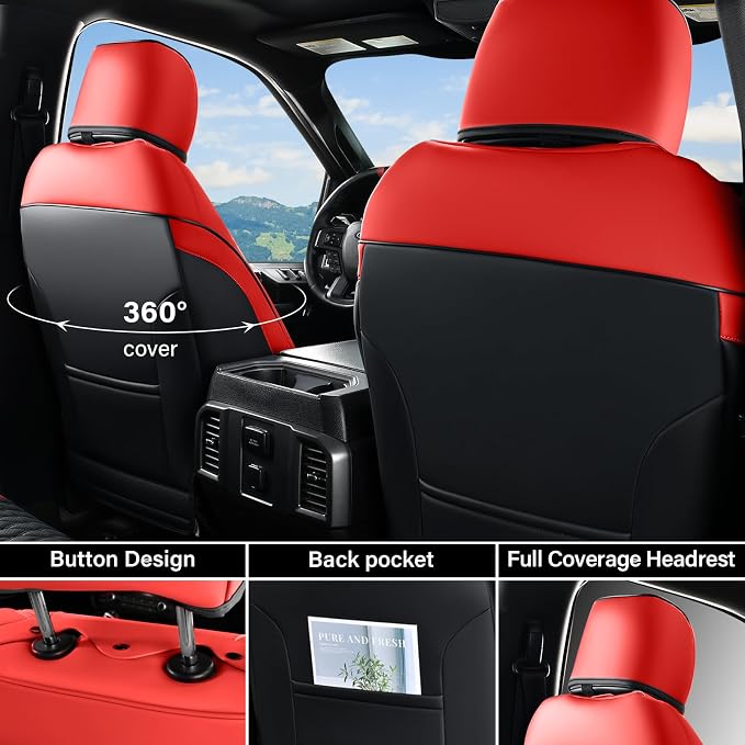 Faux Leather Seat Covers for Chevrolet Silverado / GMC Sierra — Full Set — Red