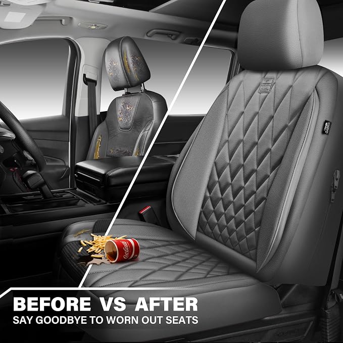 Universal Faux Leather Seat Covers — Front Seat — Gray