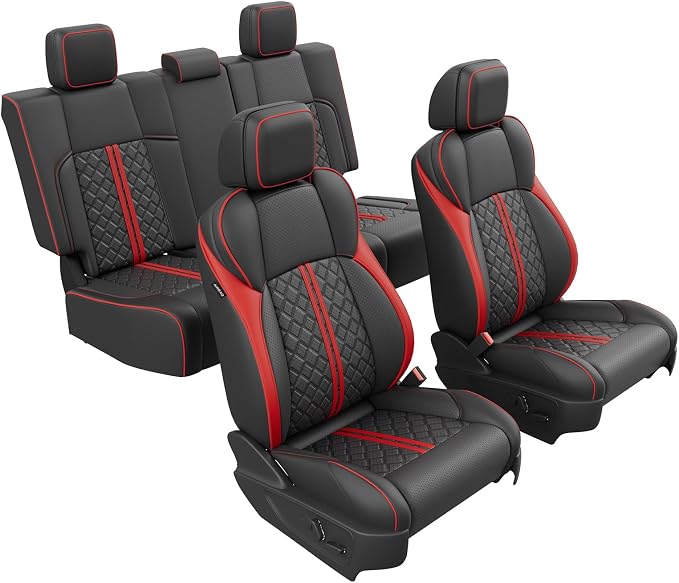 Seat Covers for Toyota Tacoma — Full Set — Black / Red
