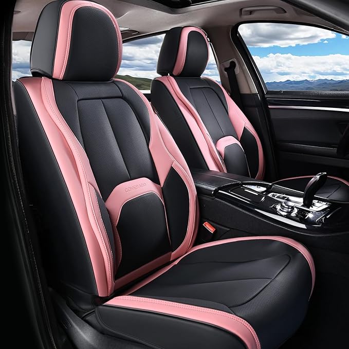 Universal Seat Covers — Front Seat — Black / Pink