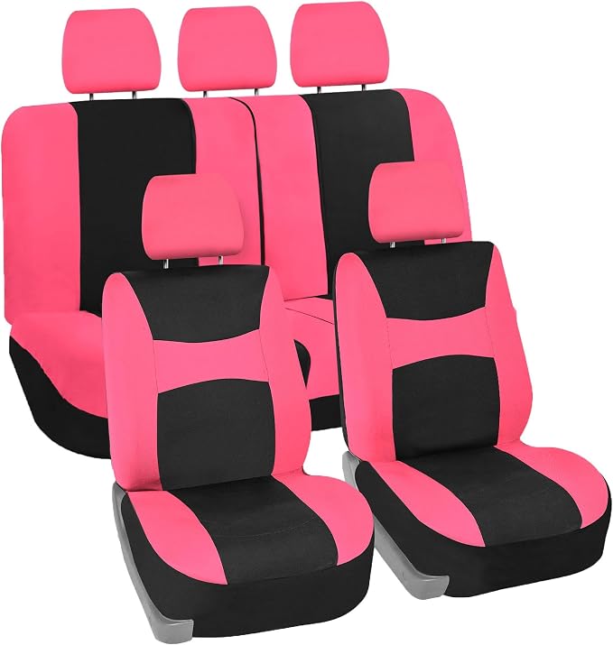 Universal Fabric Seat Covers — Full Set — Pink