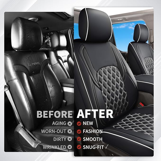 Seat Covers for Toyota Tacoma — Full Set — Black / White