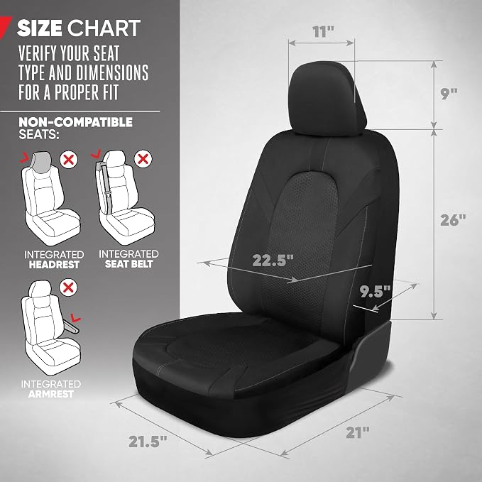 Universal Fabric Seat Covers — Full Set — Gray