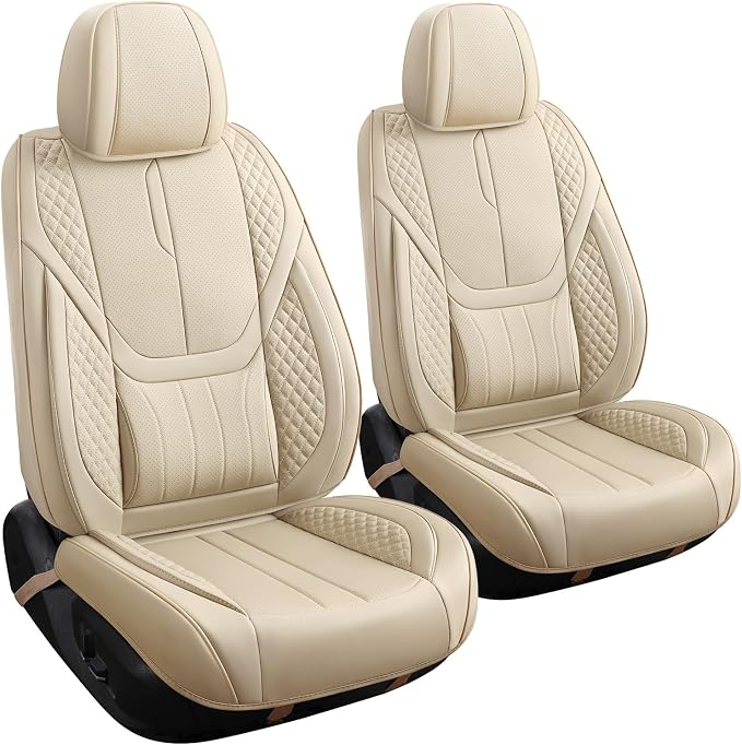 Universal Faux Leather Seat Covers — Beige