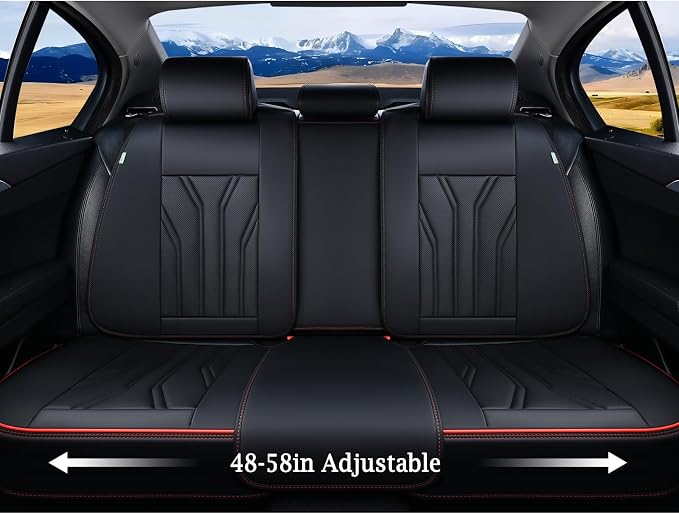 Universal Seat Covers — Full Set — Black / Red