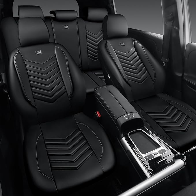 Universal Faux Leather Seat Covers — Full Set — Black