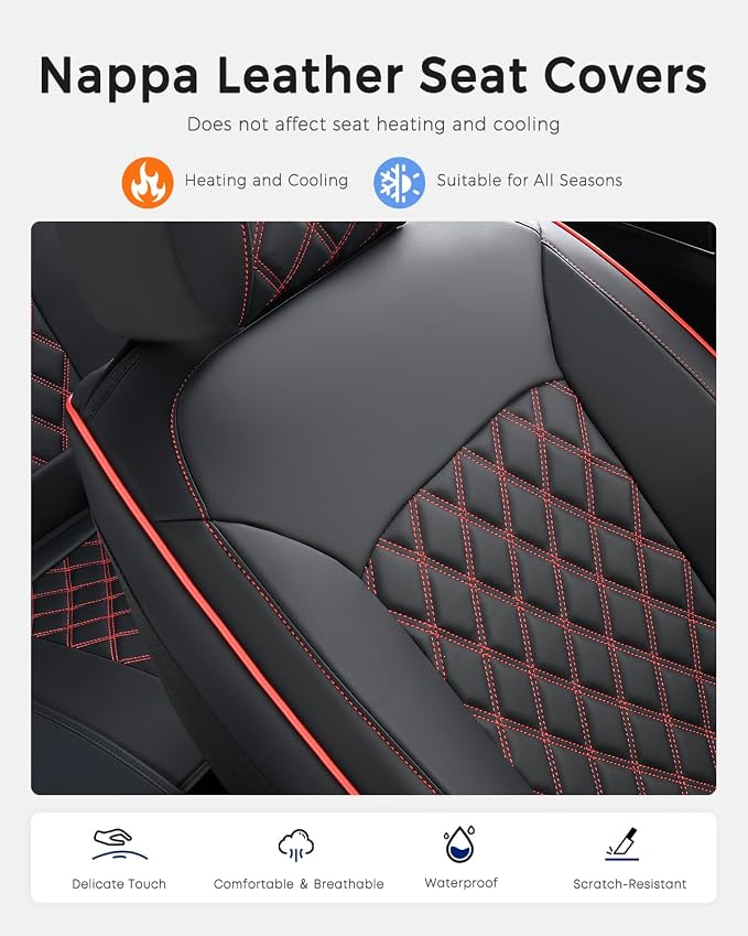 Universal Seat Covers — Full Set — Black / Red