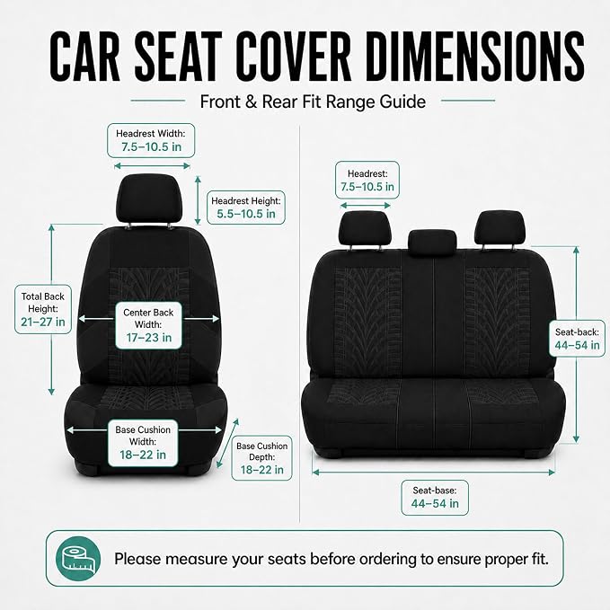 Universal Seat Covers — Full Set — Black