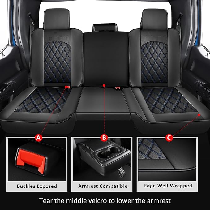 Seat Covers for Multiple Vehicles — Full Set — Black / Blue