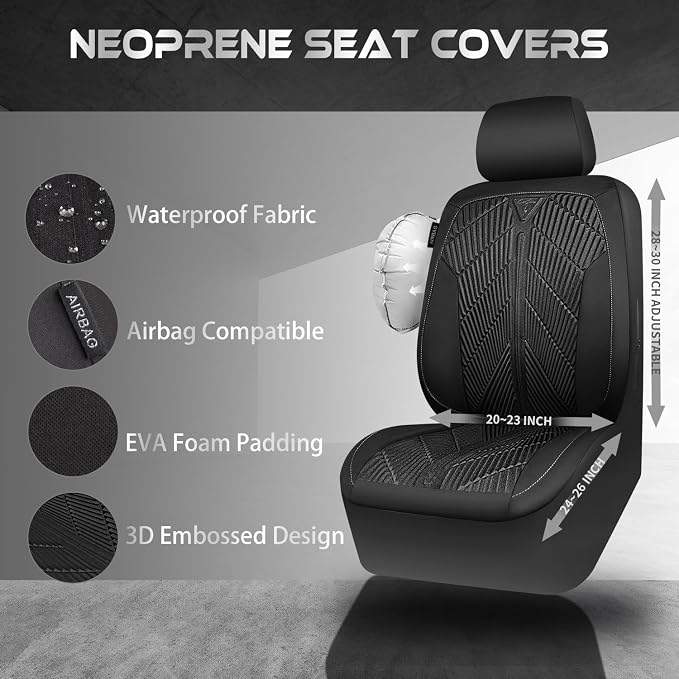 Universal Neoprene Seat Covers — Full Set — Black