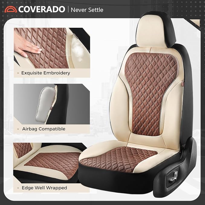 Universal Seat Covers — Full Set — Beige / Brown