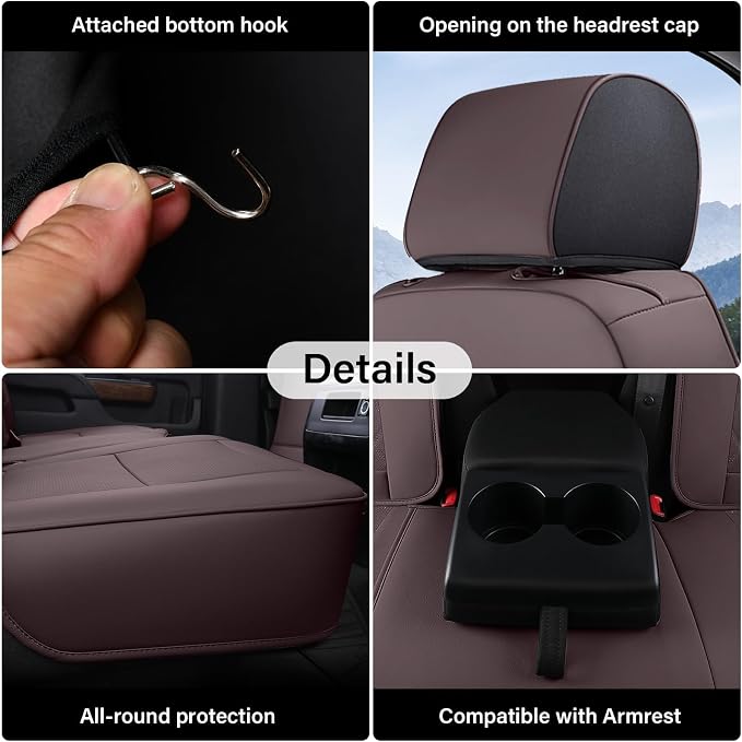 Faux Leather Seat Covers for Chevrolet Silverado / GMC Sierra — Front Seat — Brown
